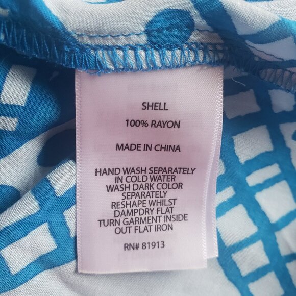 Plenty by Tracy Reese Top Blue Lightweight Soft Pleated Hi Low Geometric Size M - Picture 8 of 8